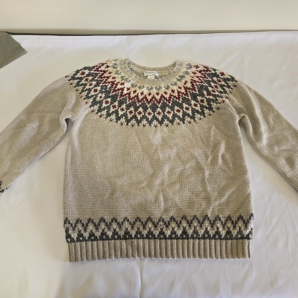 NorthStyle Womens Pullover Wool Sweater XL Red & Grey Designs